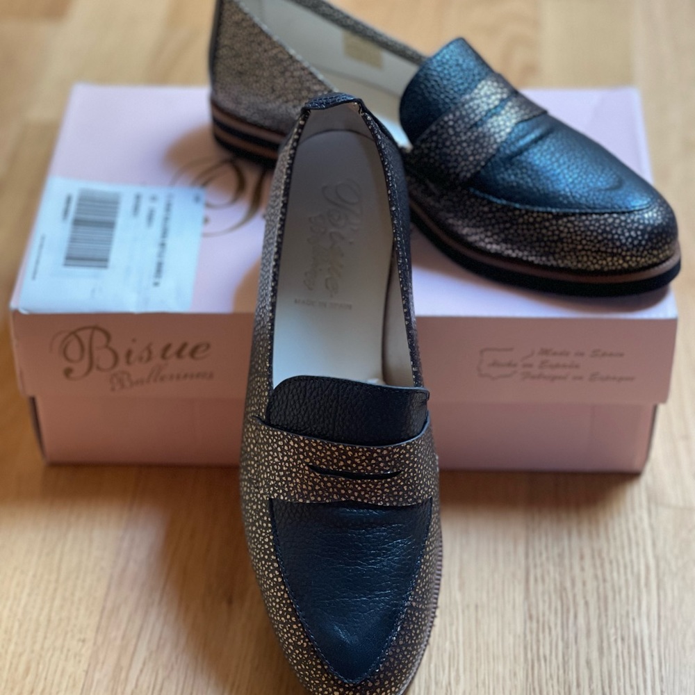 Anthropologie Ballerina Metallic Bronze Loafer EU 38